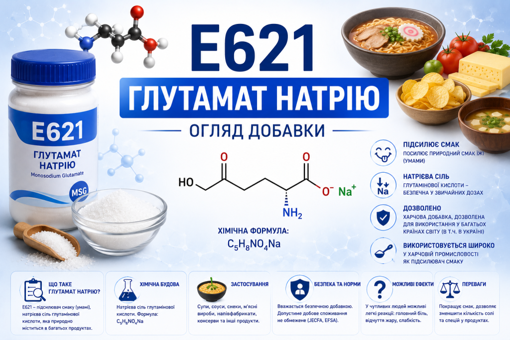 E621, глутамат натрію