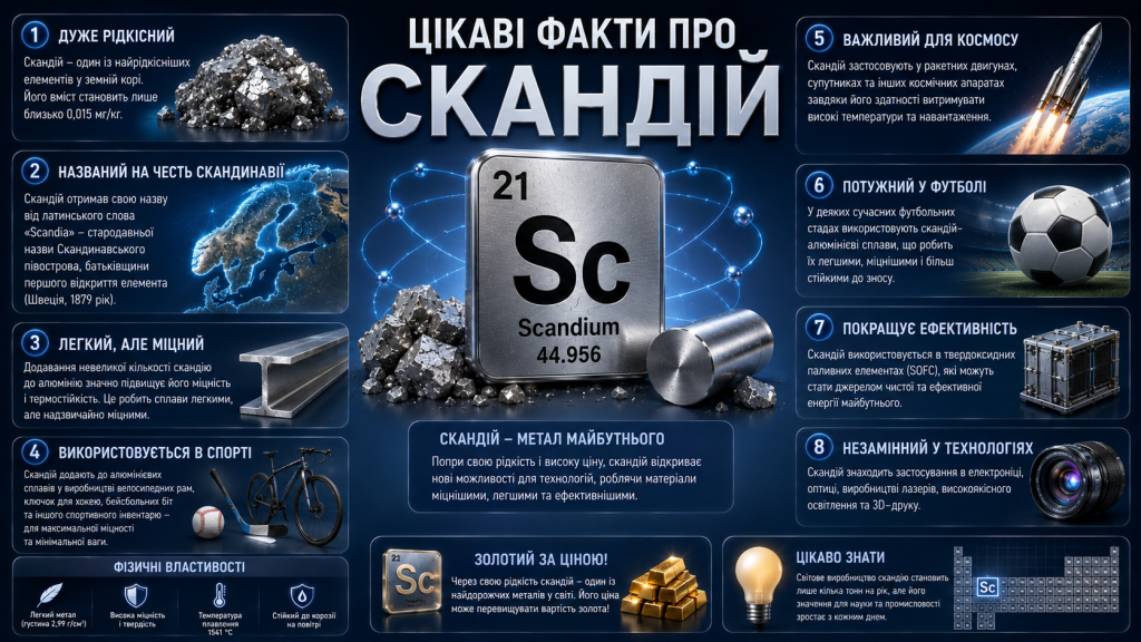 цікаві факти про скандій