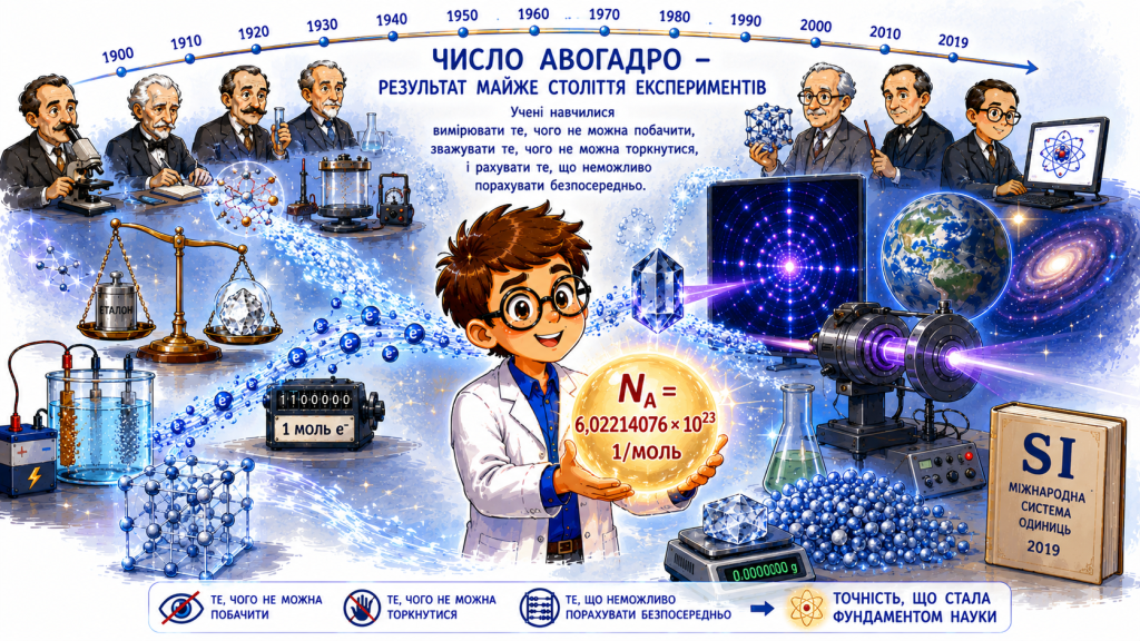 число Авогадро — є результатом майже століття експериментів