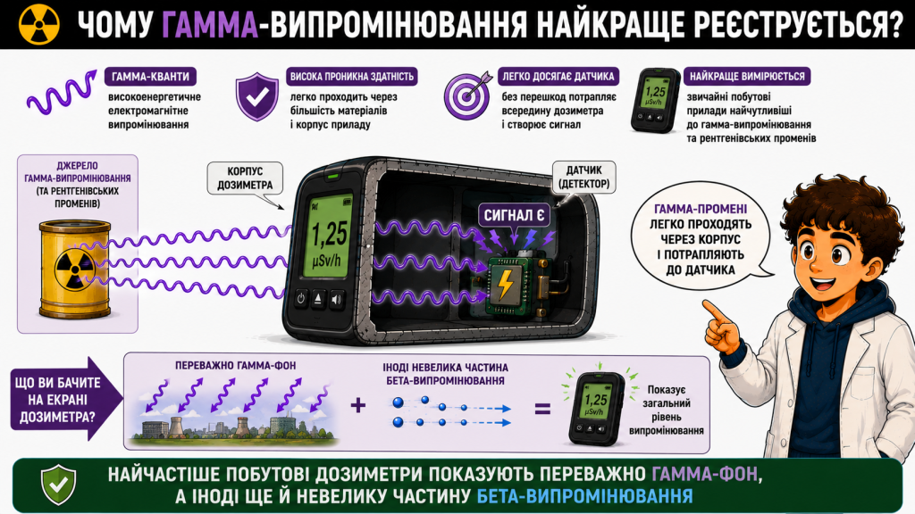 Яке випромінювання реєструє дозиметр