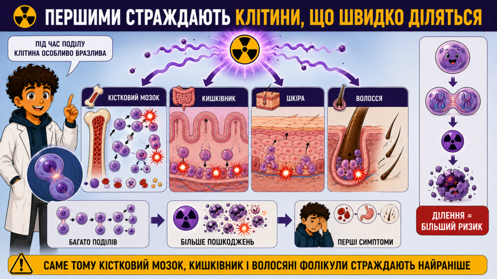 клітина найбільш вразлива до пошкодження ДНК саме під час поділу