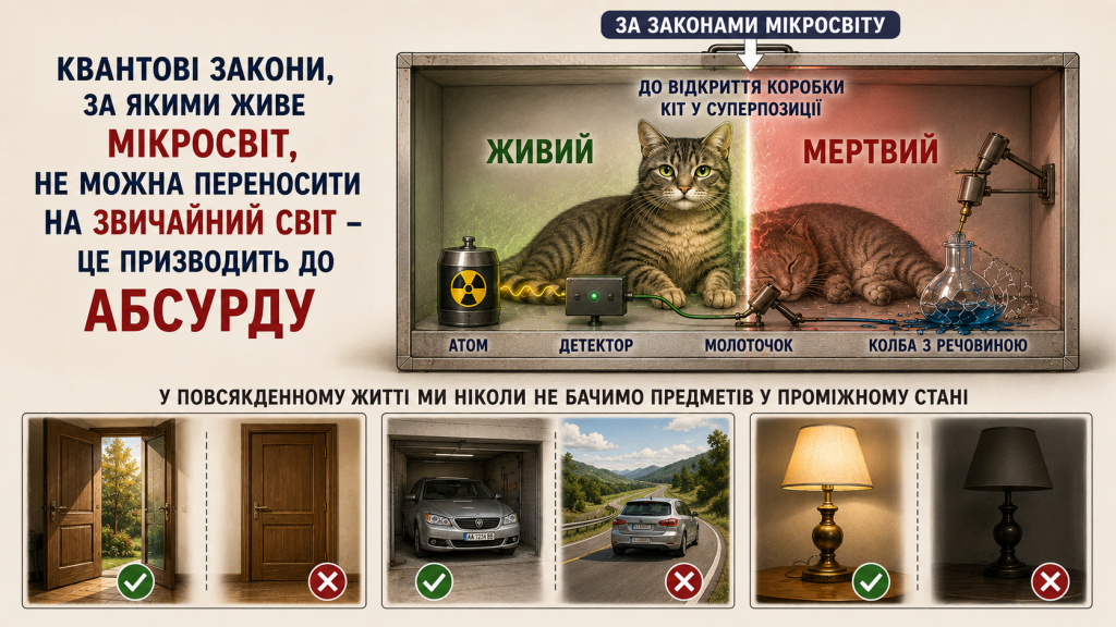 Чому кіт Шредінгера не може перебувати у суперпозиції