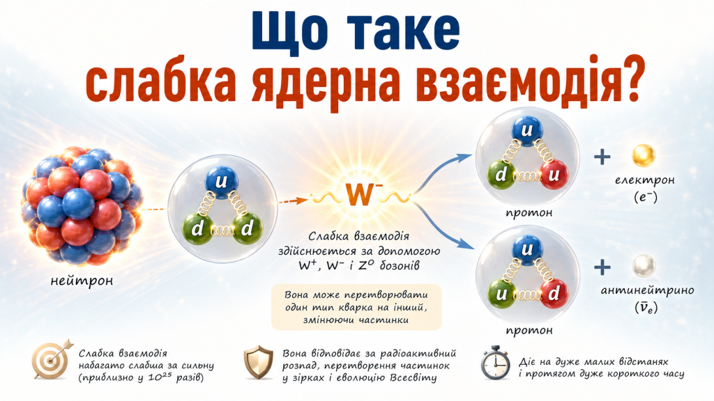 Чому атоми можуть змінюватися, або що таке слабка ядерна взаємодія?