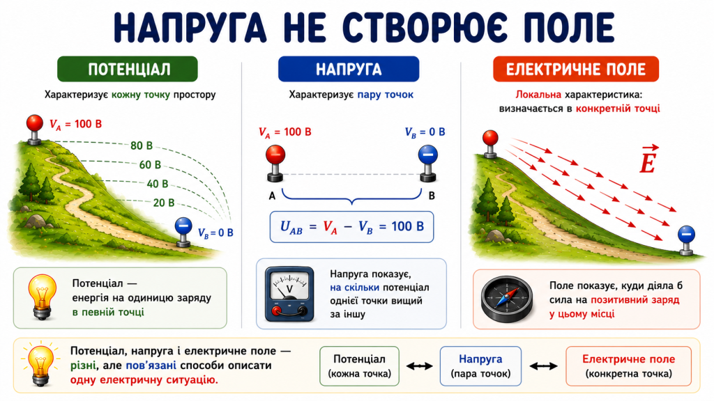 напруга не створює поле