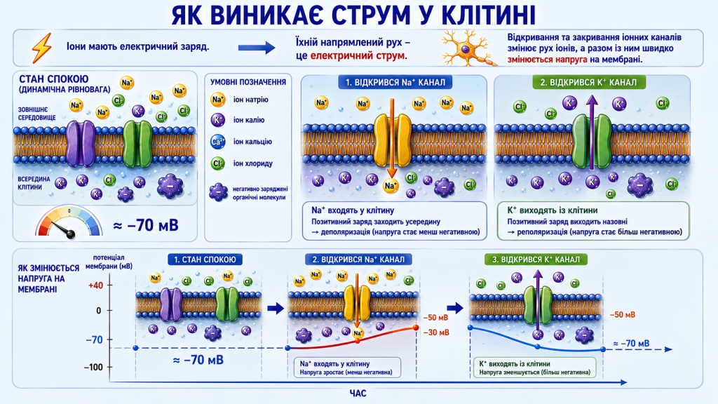 Як виникає струм у клітині