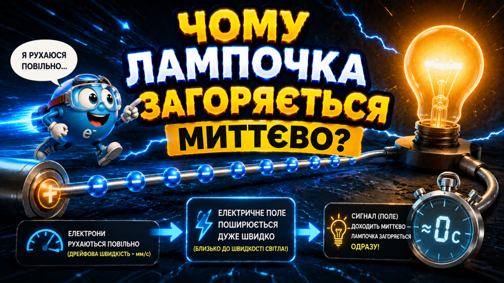 Чому лампочка загоряється миттєво?