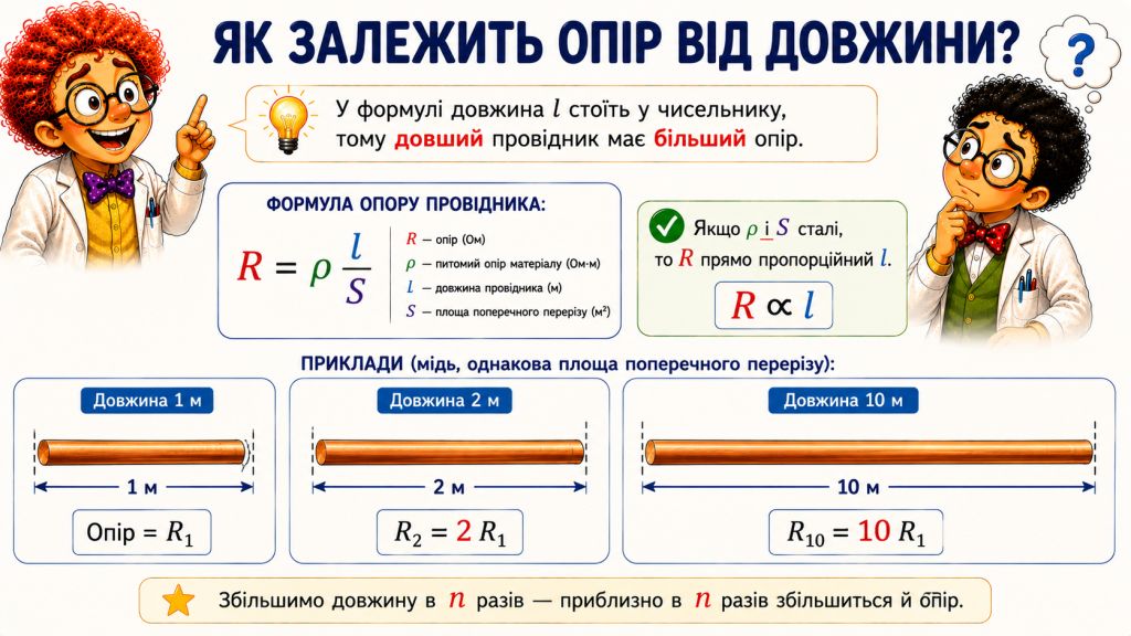 Як залежить електричний опір від довжини