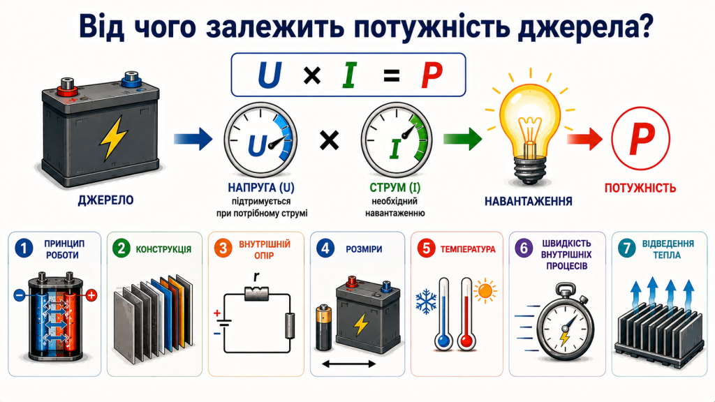 Потужність джерела і кількість переданої енергії