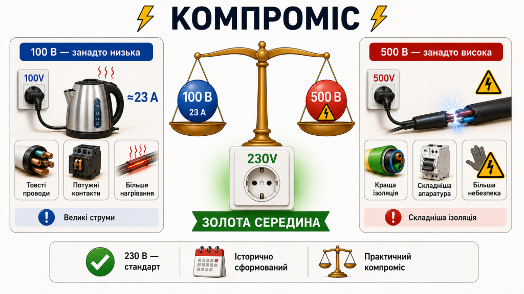 230 В - компроміс