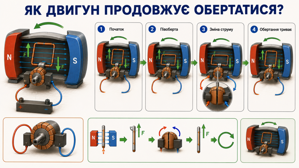 робота електричного двигуна