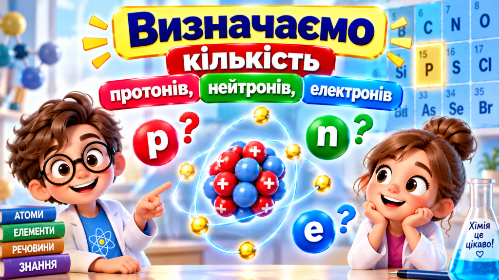 Як визначати кількість протонів, нейтронів та електронів? (7 клас)