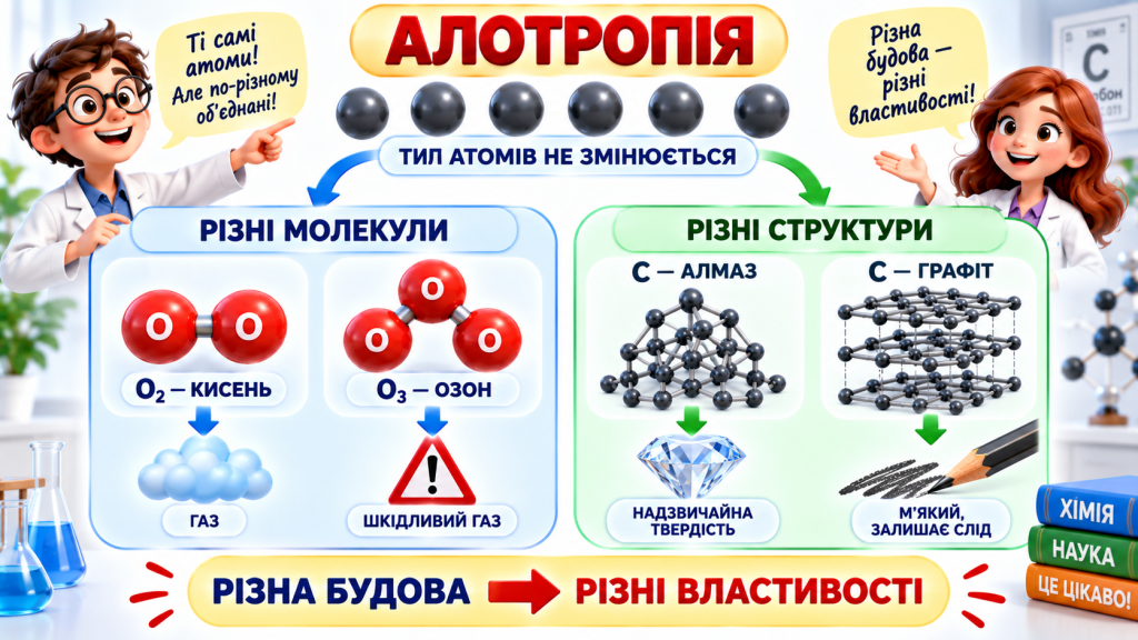 Однакові атоми — різні речовини