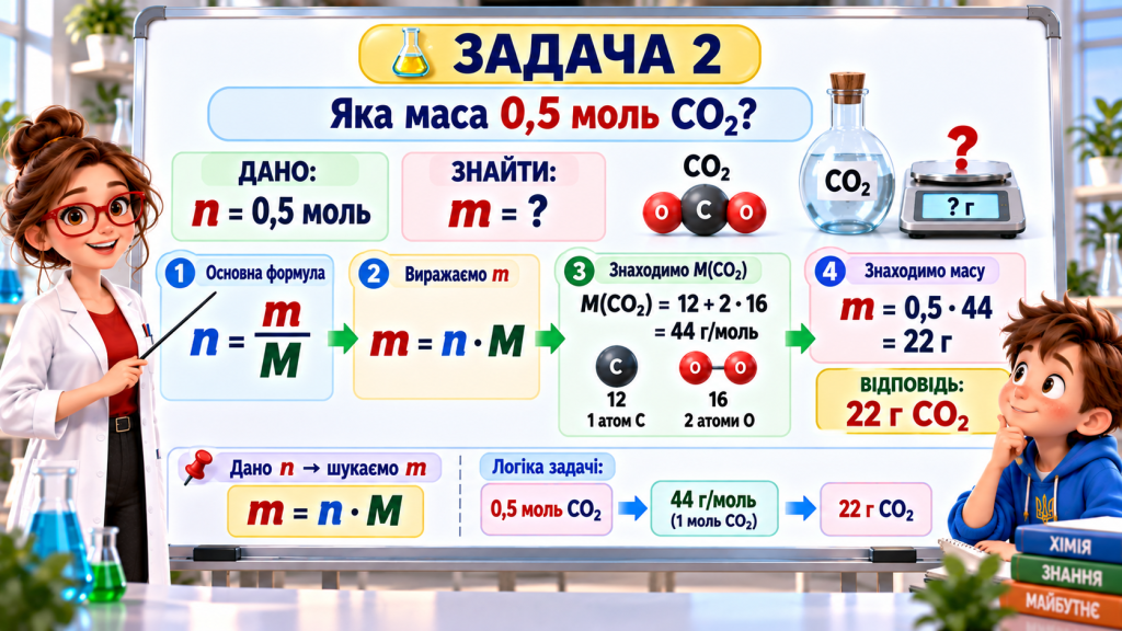 Знайти масу за кількістю речовини