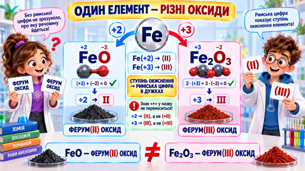 Ферум утворює FeO та Fe₂O₃