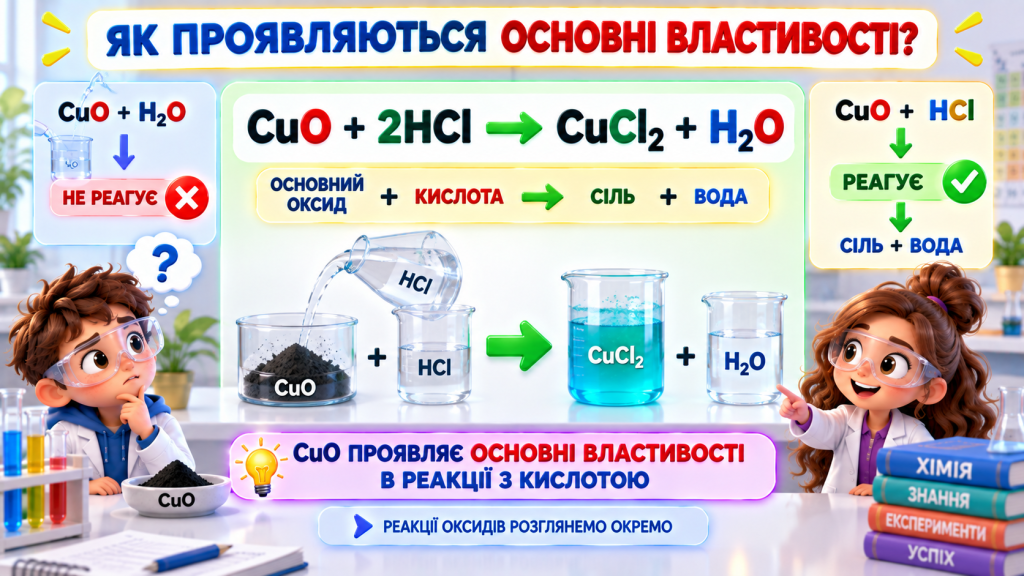 «оксиду відповідає основа» і «оксид реагує з водою» — не одне й те саме.