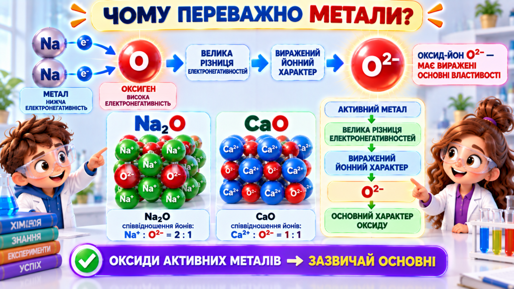 Чому основні оксиди утворюють переважно метали