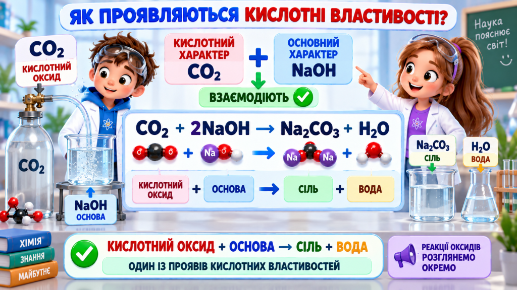 Як проявляються кислотні властивості