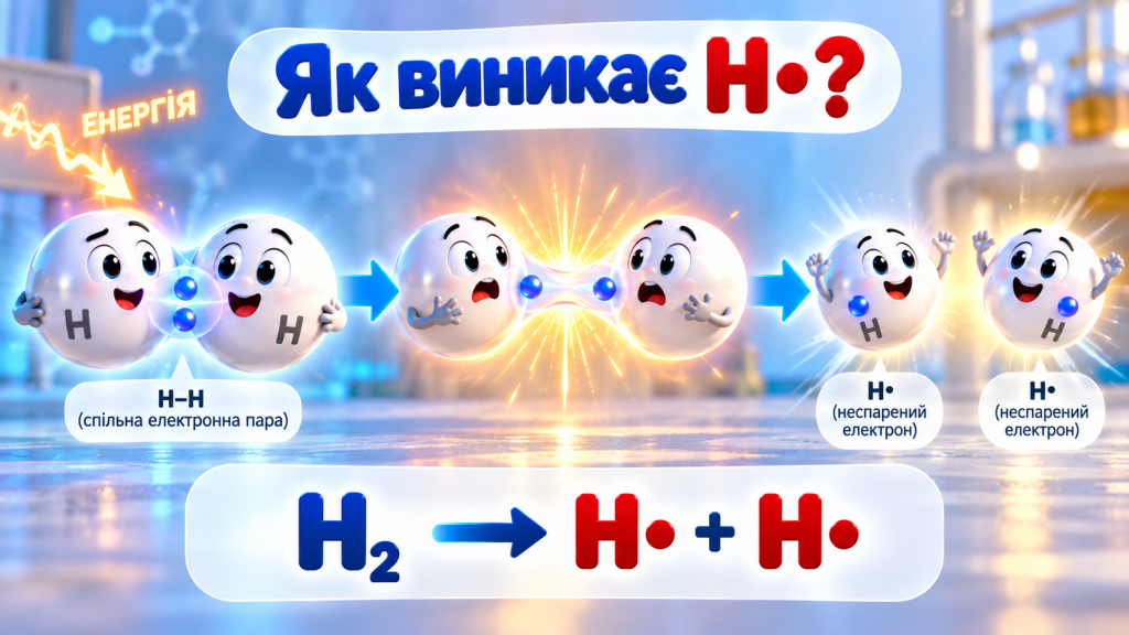  Як виникає активний атом Гідрогену?