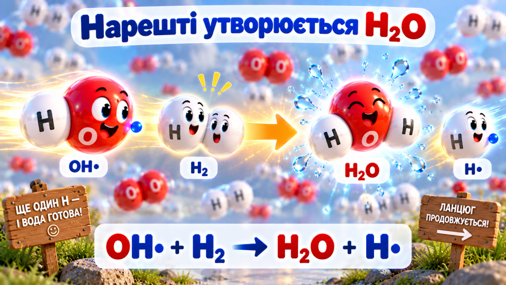 Нарешті утворюється H₂O