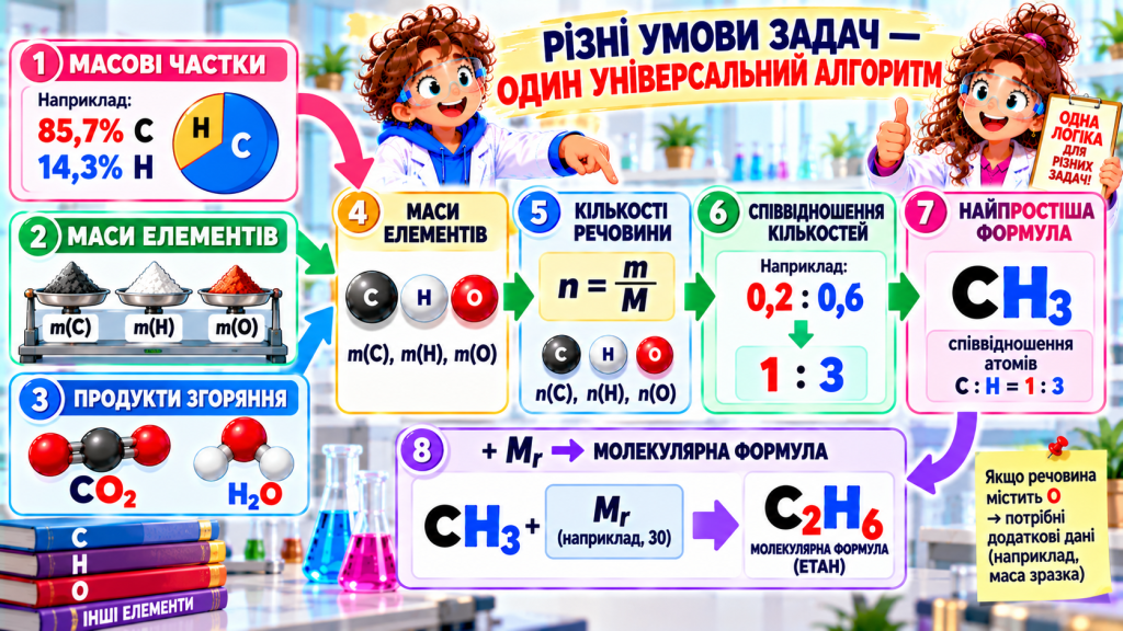Як розв'язувати задачі на визначення формули речовини?