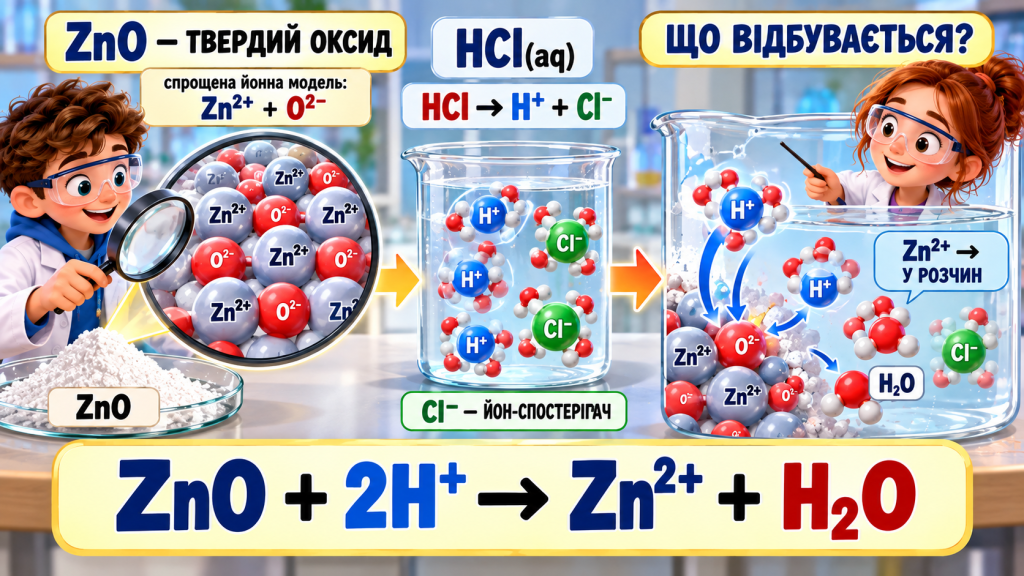 Чому ZnO реагує з кислотою?