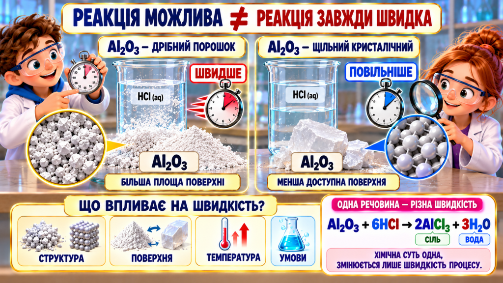 Чи завжди Al₂O₃ швидко реагує з кислотою?