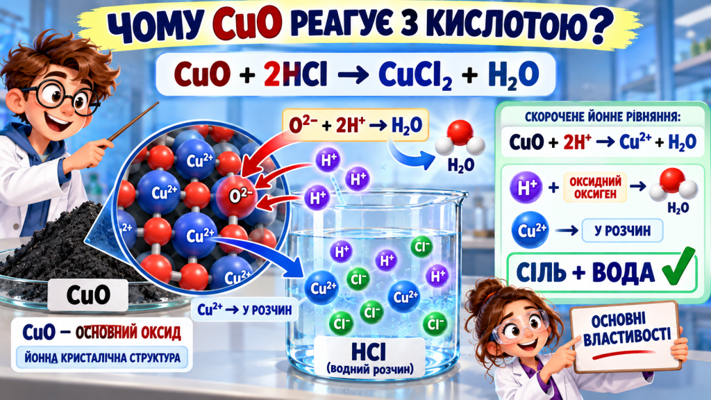 Чому CuO реагує з кислотою