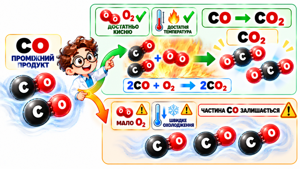 2CO + O₂ → 2CO₂