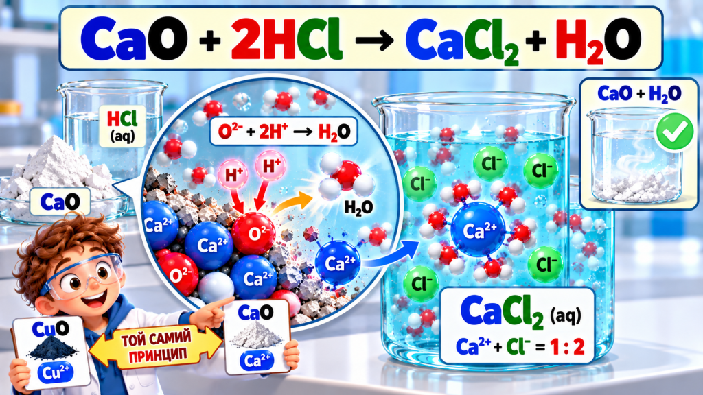 CaO + 2HCl → CaCl₂ + H₂O
