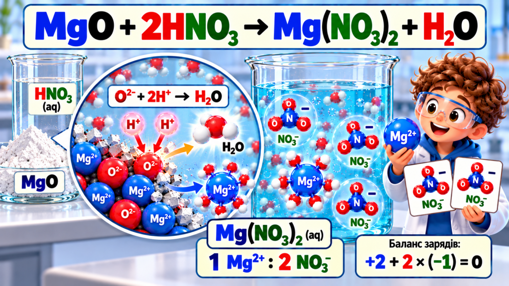 MgO + 2HNO₃ → Mg(NO₃)₂ + H₂O