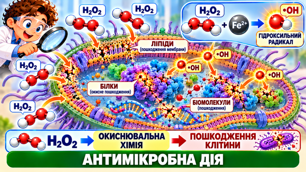 Чому перекис водню має антимікробну дію