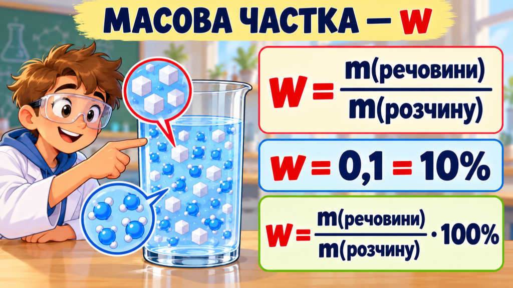 w = m(речовини) / m(розчину)