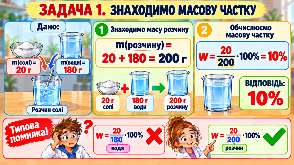 Задача 1. Знаходимо масову частку
