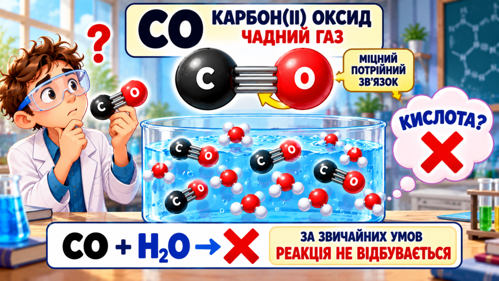 Чому CO не реагує з водою?