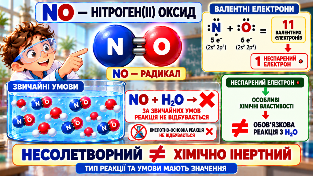 Чому NO не реагує з водою?