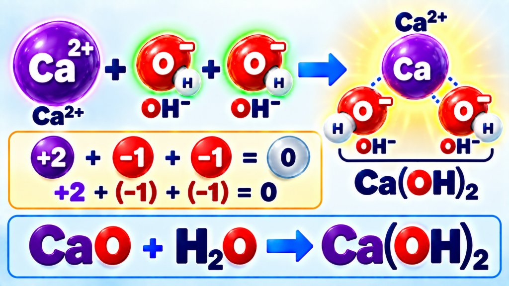 CaO + H₂O → Ca(OH)₂